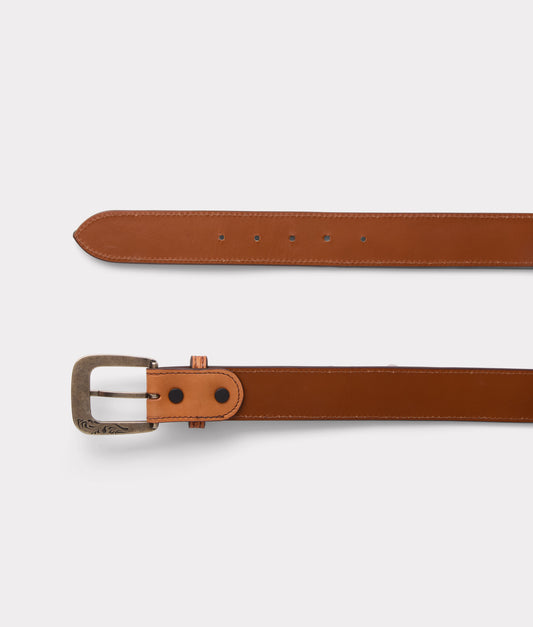 Men's Tooled Belt :: Cognac
