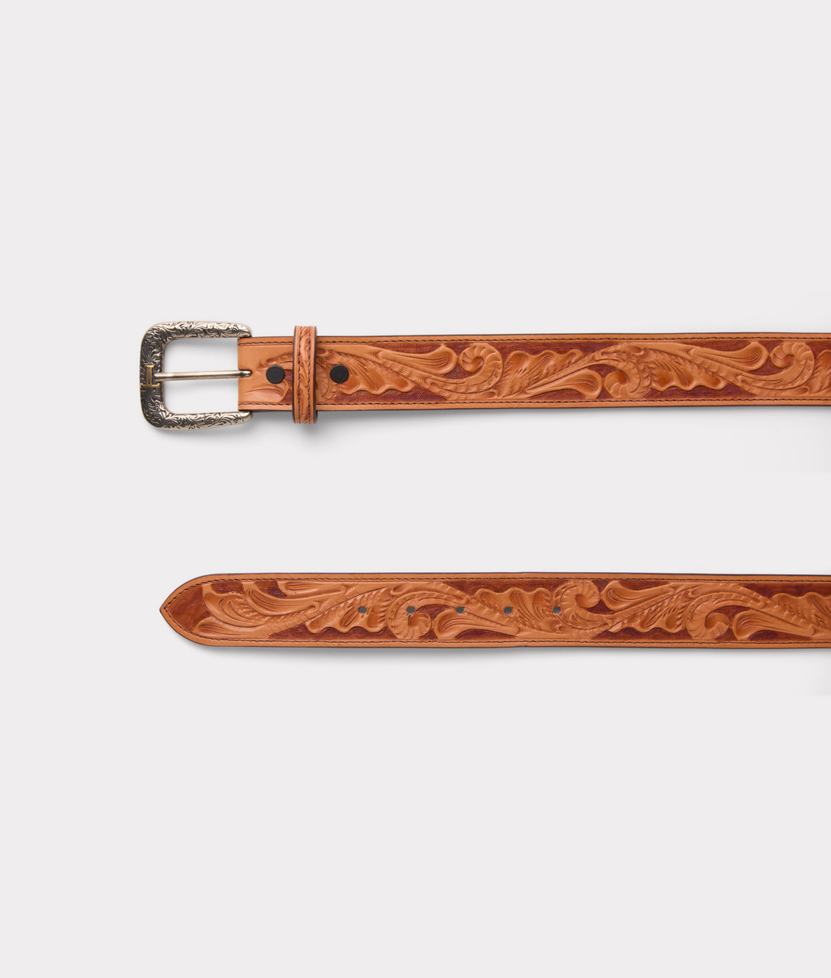 Men's Tooled Belt :: Cognac 4