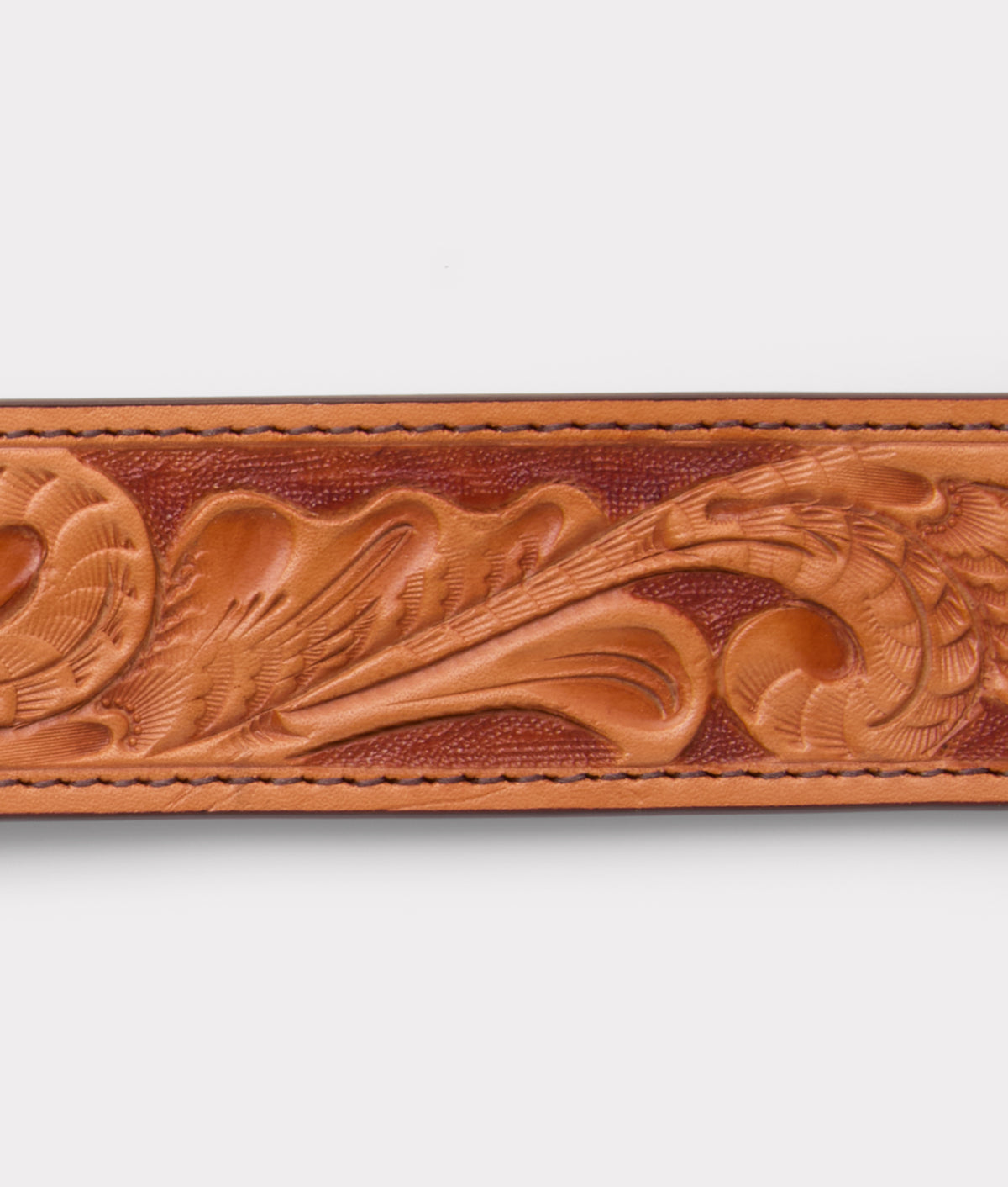 Men's Tooled Belt :: Cognac 2