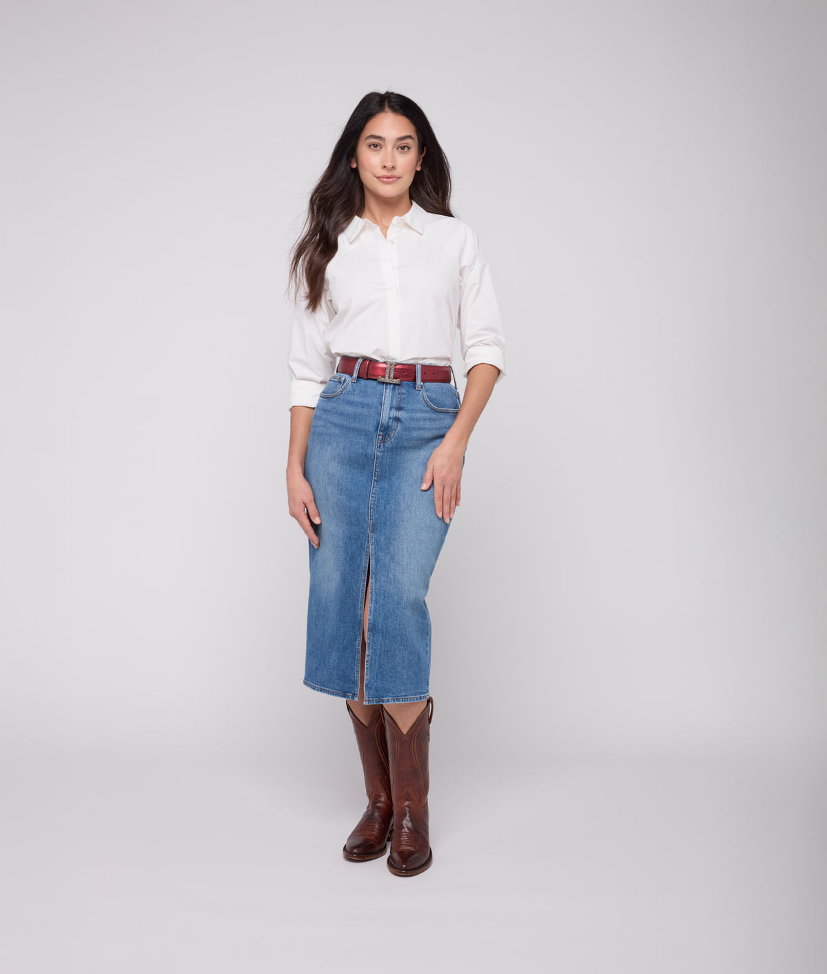 Women's Mirrored L Belt :: Wine 1