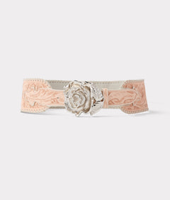 High Fashion Rose Embroidered White Belt with Gold Buckle Buy White Belt With Rose Gold Buckle | Thin 15 mm | Capo Pelle main image 3