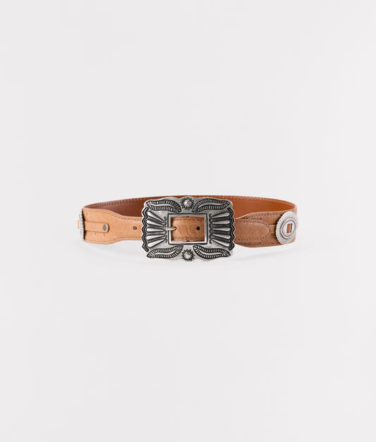 Lucky Exotic Concho Belt :: Tan