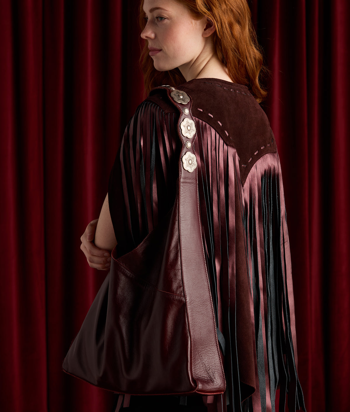 Goldie Concho Tote :: Burgundy 2