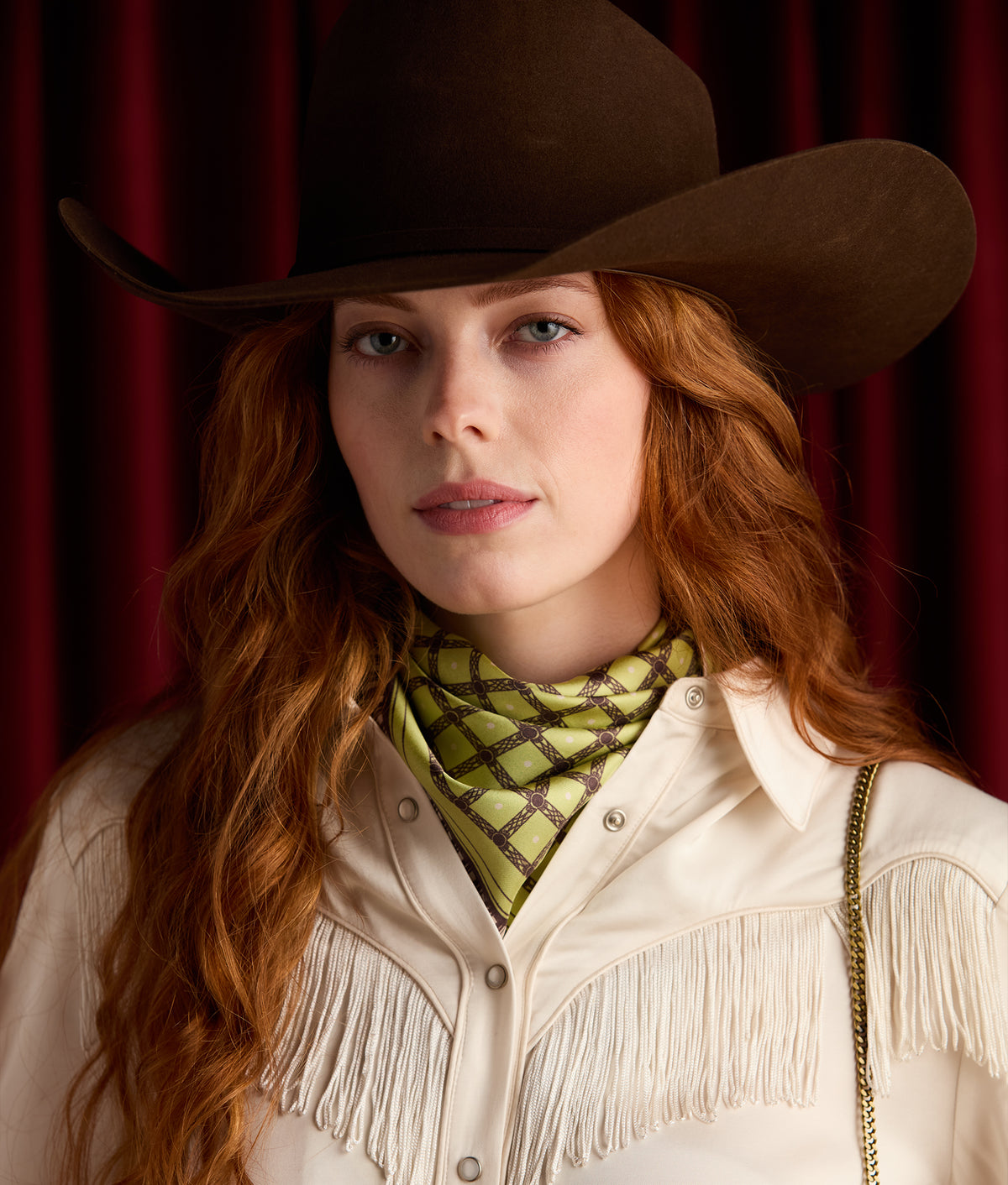 Mesa Grid Silk Scarf :: Olive 2