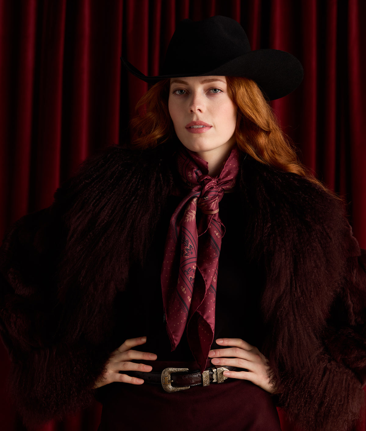 Roots Silk Scarf :: Burgundy 2