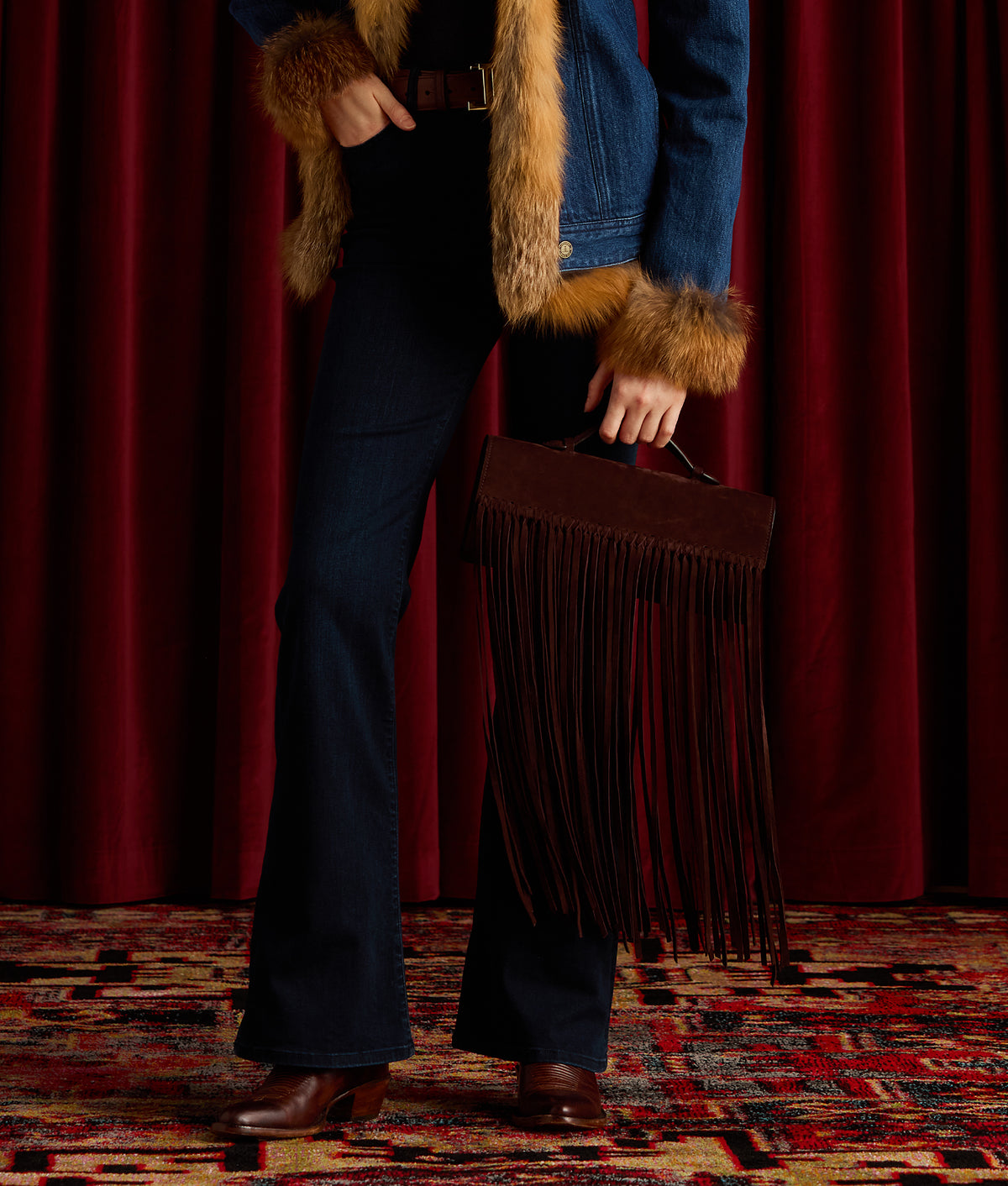 Bowie Suede Fringe Clutch :: Chocolate 2