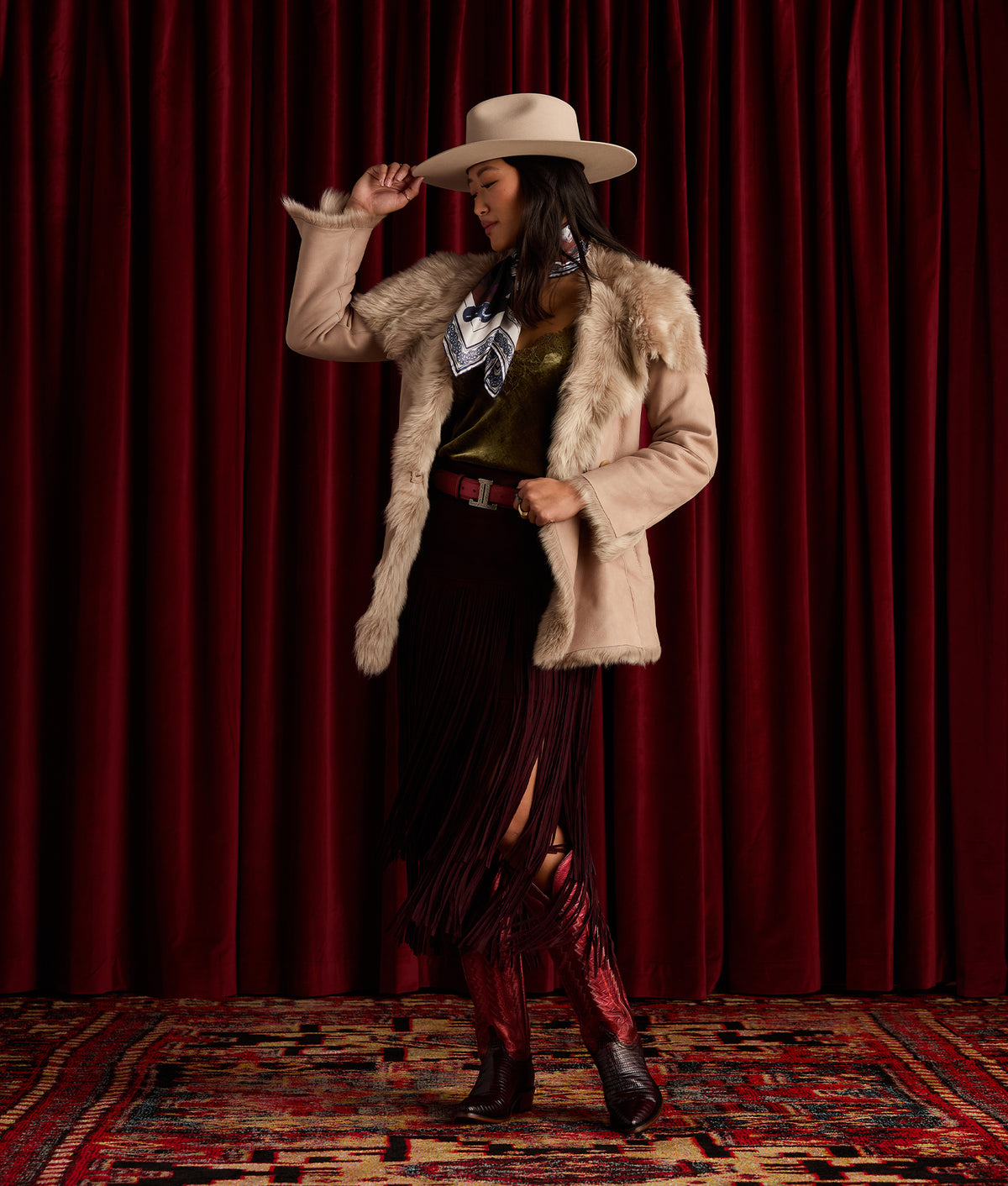 Rhiannon Fringe Skirt :: Black Cherry 2