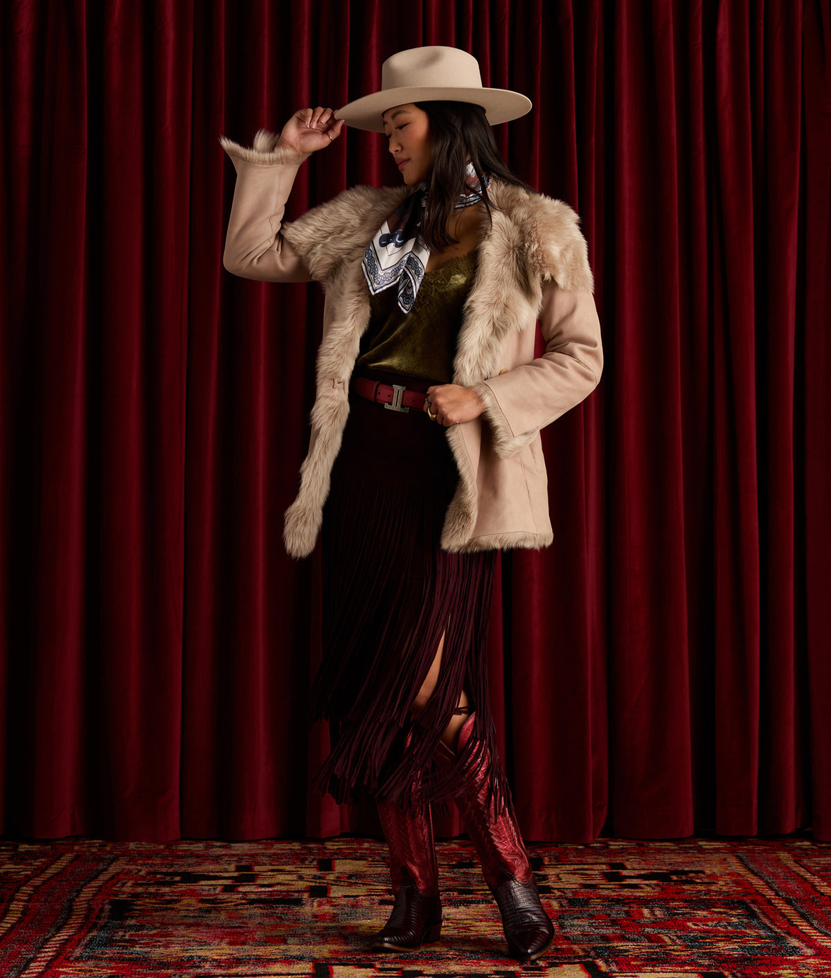 Women's Mirrored L Belt :: Wine 5