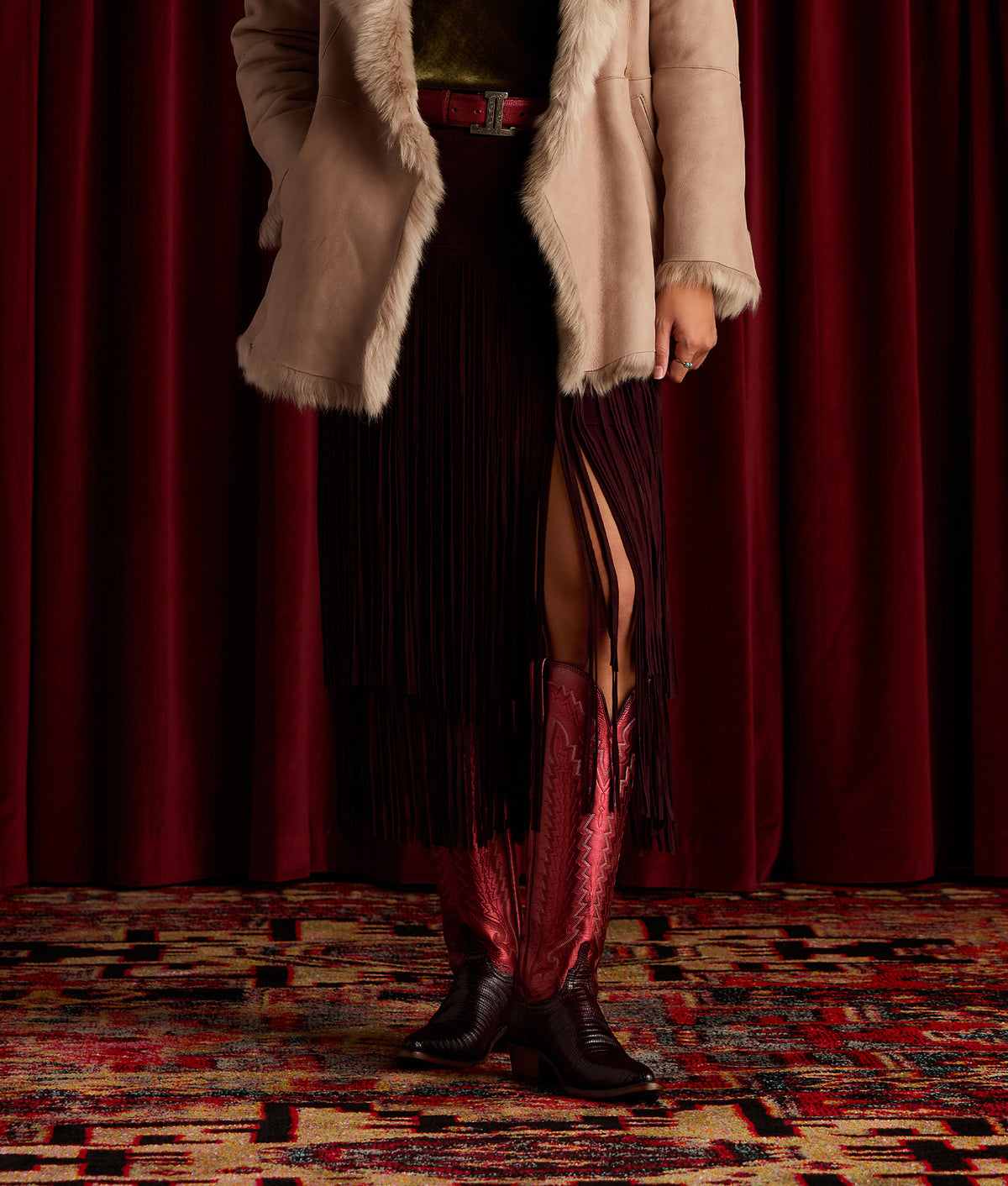 Rhiannon Fringe Skirt :: Black Cherry 7