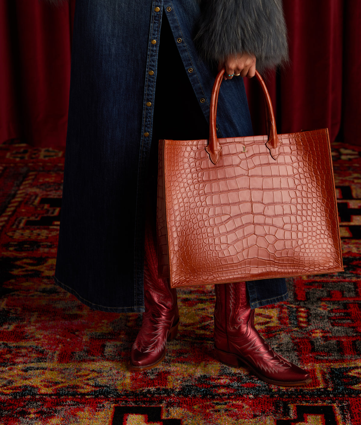 Large Alice Exotic Book Tote :: Honey 2