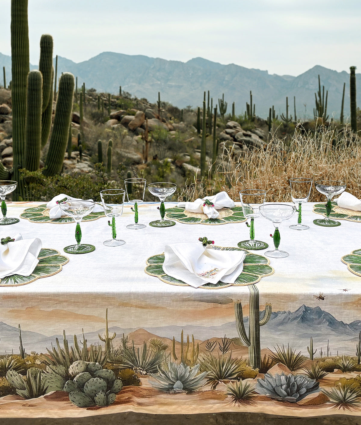 Sonoran Silhouettes Tablecloth - Large :: Green 3