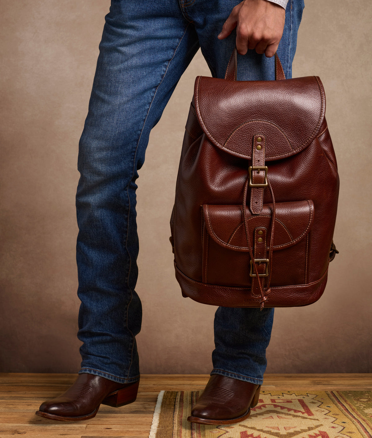 Heritage Buckle Backpack :: Brown 5