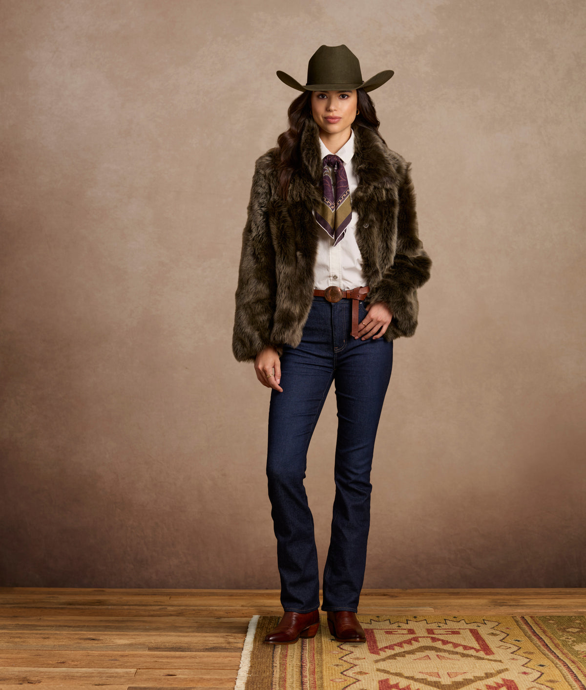 Beth Toscana Shearling Jacket :: Olive 2