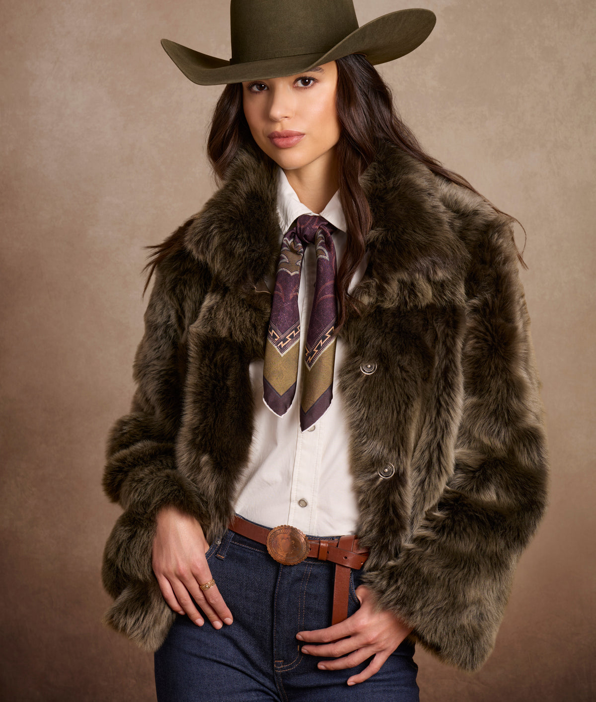 Beth Toscana Shearling Jacket :: Olive 15
