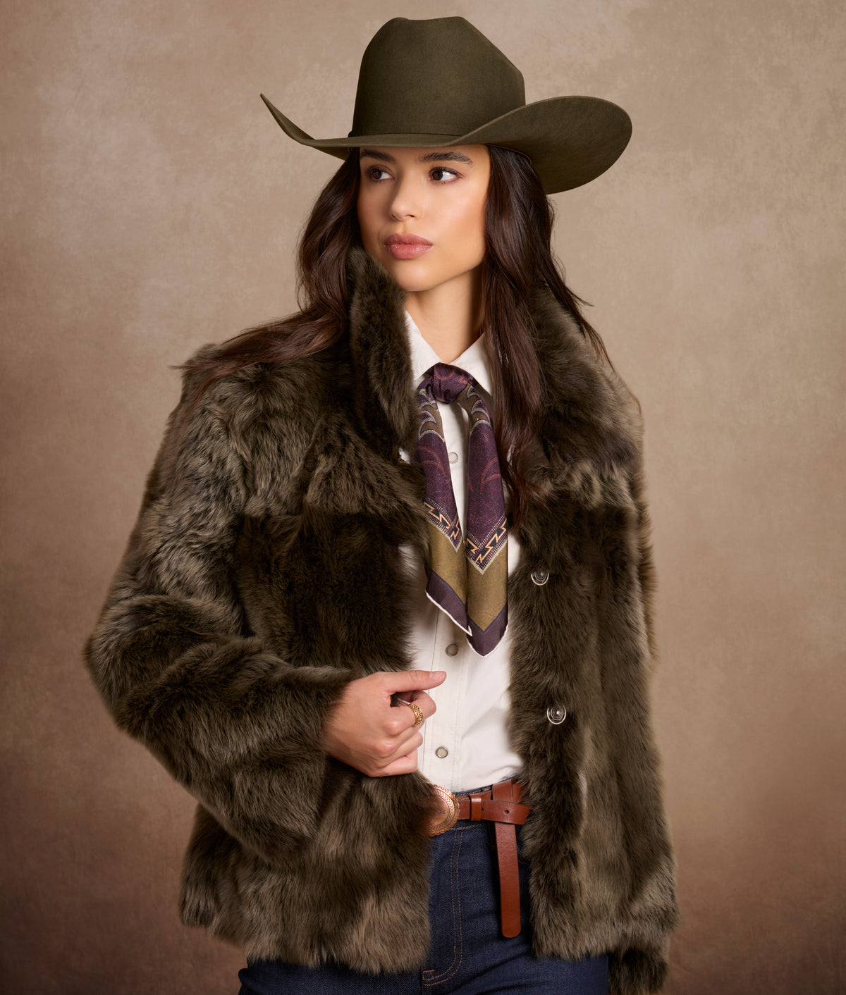 Beth Toscana Shearling Jacket :: Olive 17