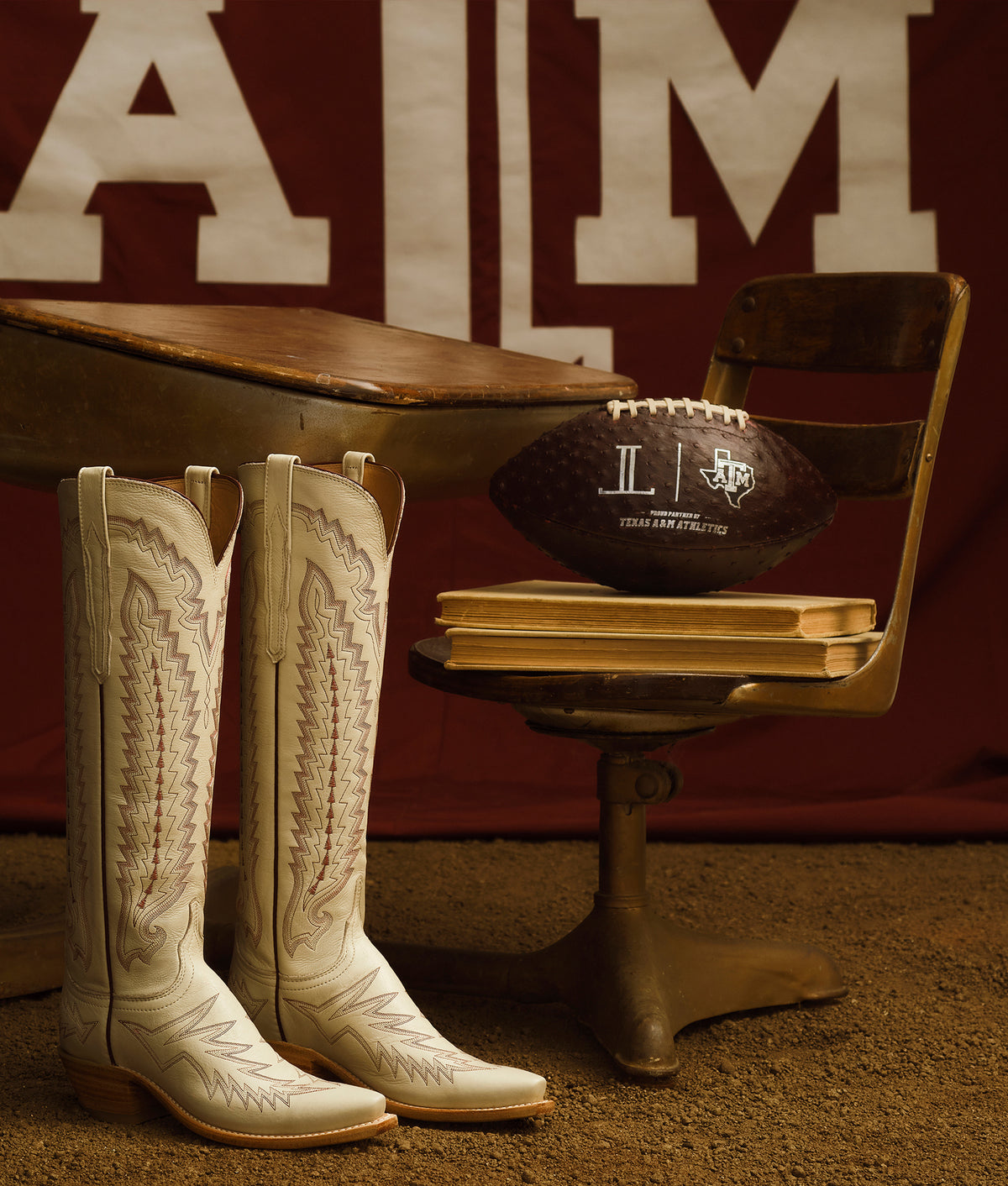 Priscilla :: Glitz Cream W/ Maroon Stitching 9