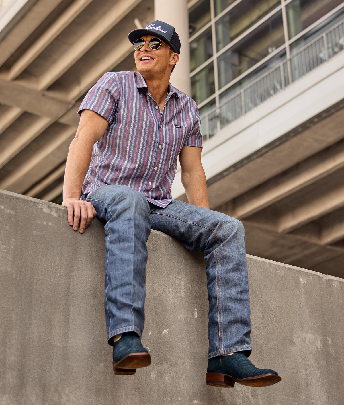 Lucchese x Parker McCollum Short Sleeve Snap :: Purple/Red/Blue Multi 6