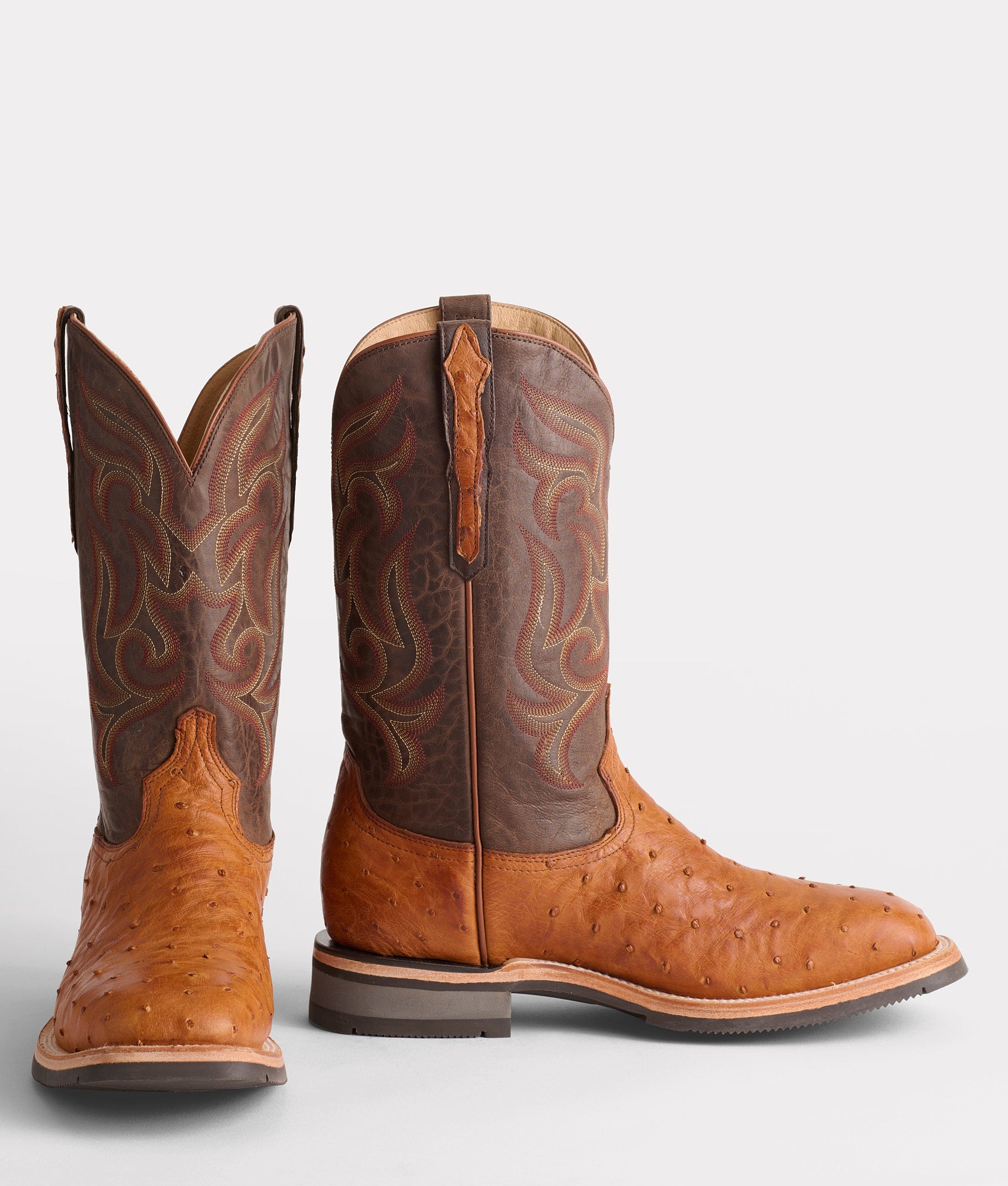 Full Quill Ostrich Barn Boot Cognac Brown Lucchese