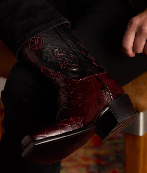 Lucchese メンズ ウエスタンブーツ ダークレッド レザー　9Ｄ Men's Black Cherry Look 3 - Lucchese