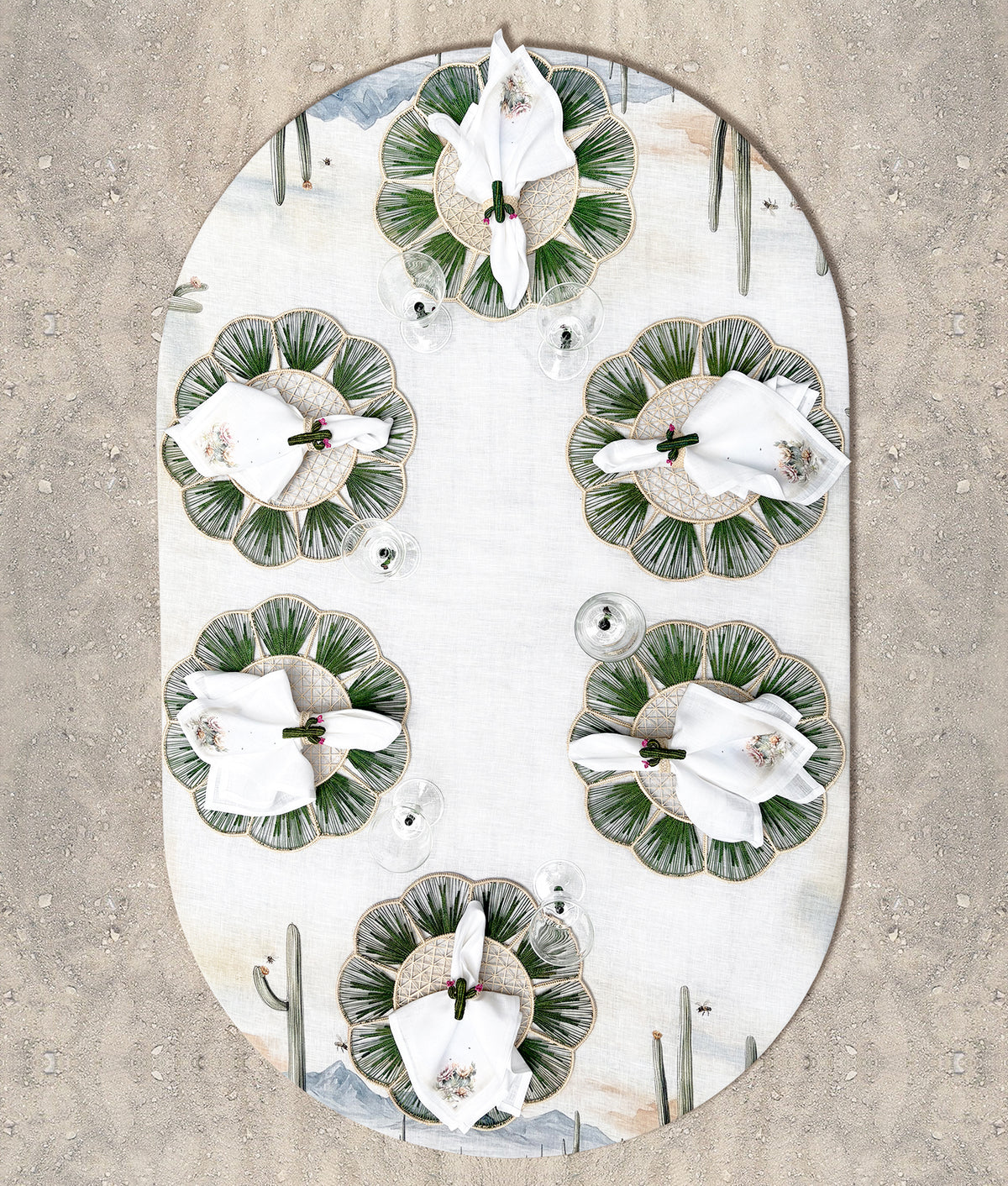 Tucson Saguaro Agave Placemat - Set Of Four :: Green 4