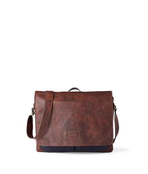 Everyday Waxed Canvas Messenger Bag Navy Lucchese