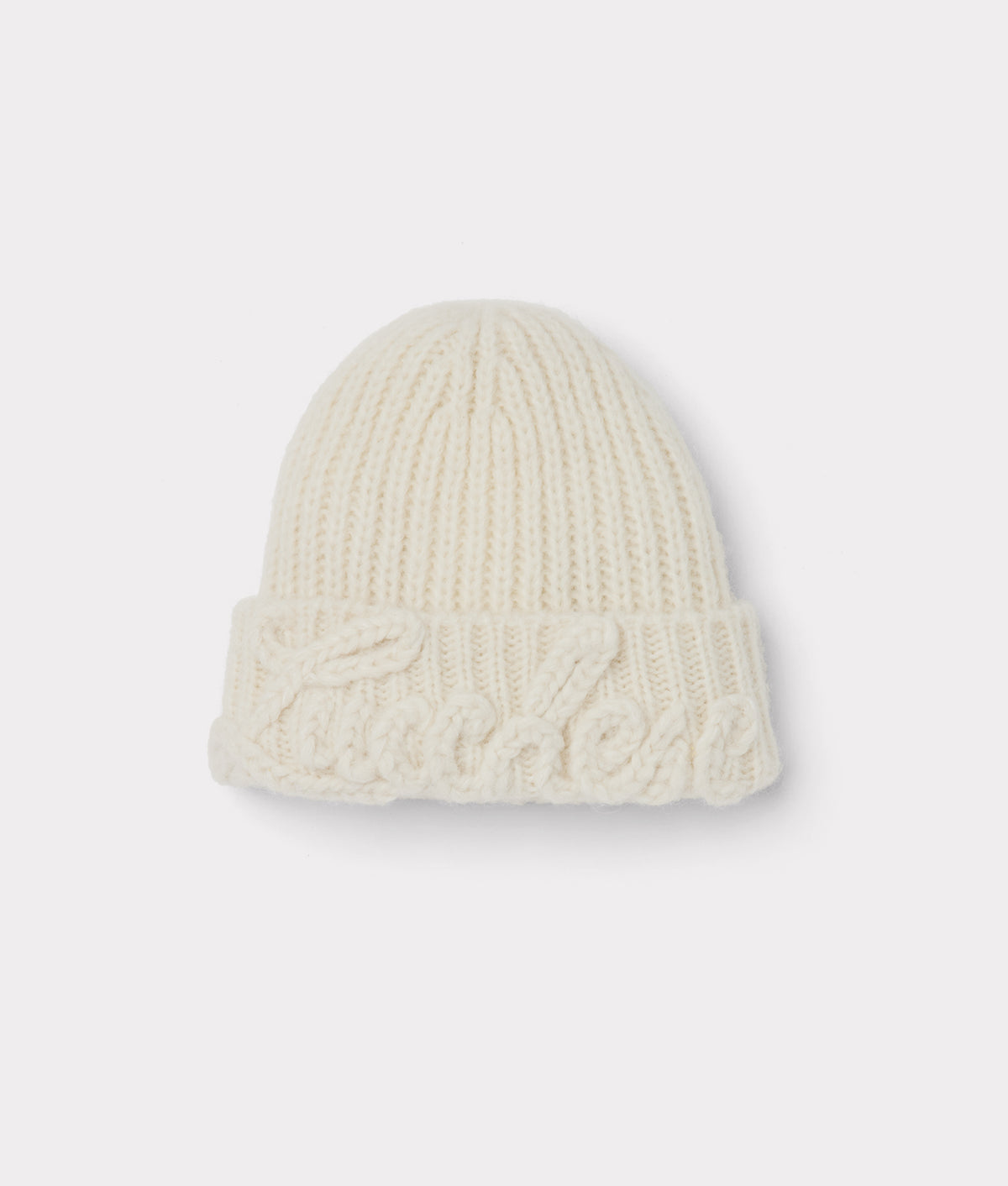 Script Knitted Beanie :: Cream 1