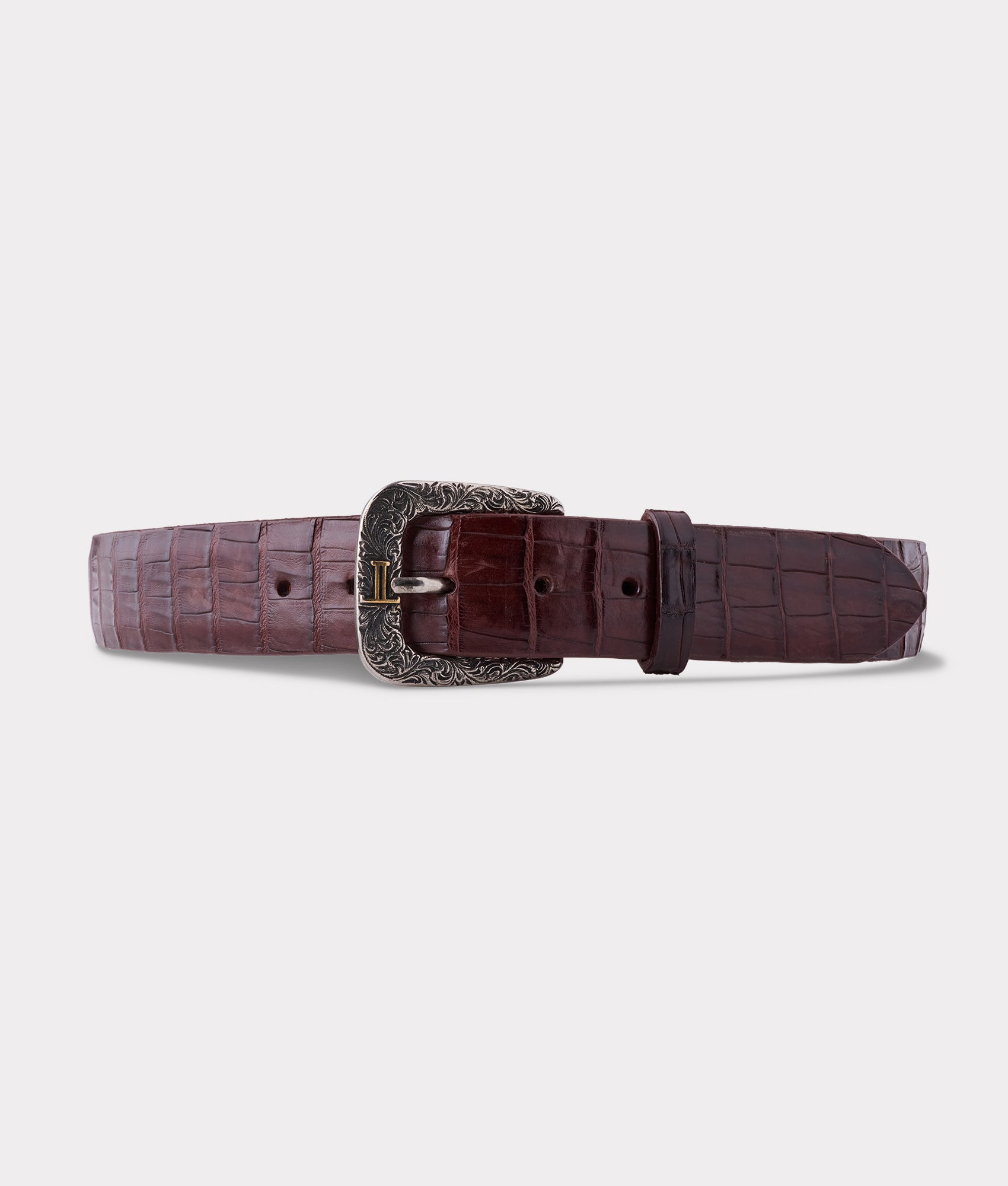 Men's Brown Leather Belt - Ultra Belly Caiman - Sienna - Lucchese