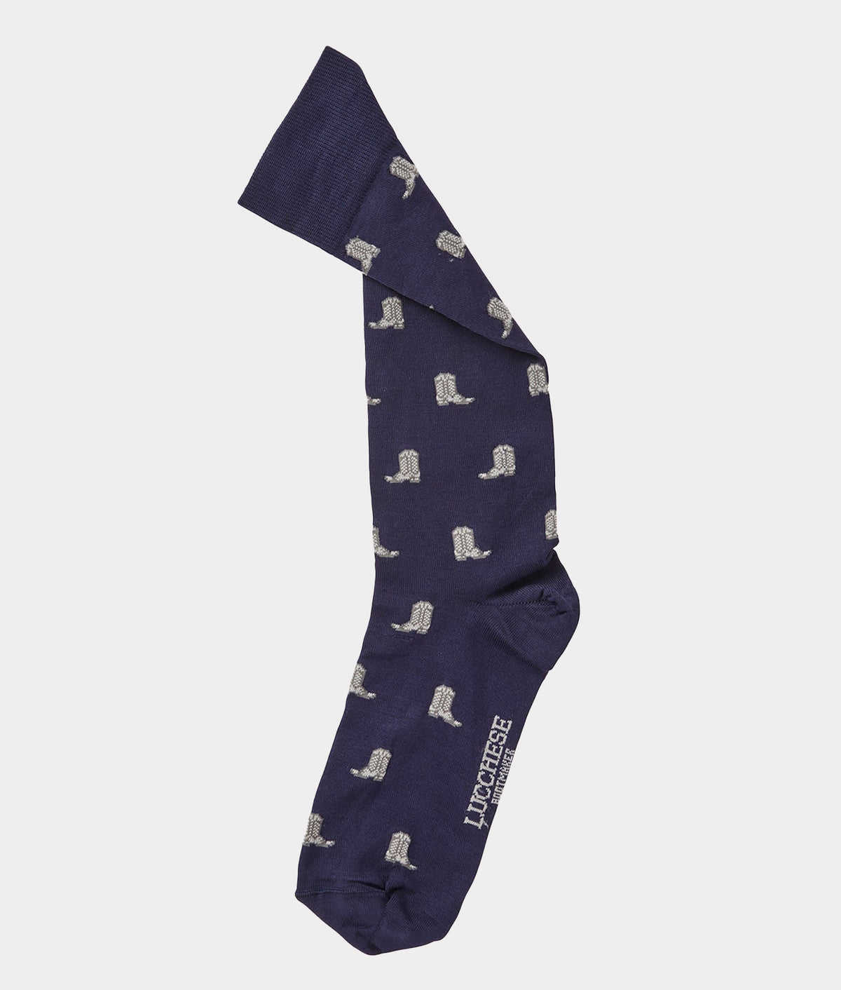 Boot Print Dress Socks :: Navy 2