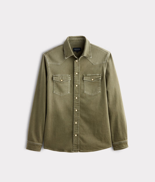 Men's Roper Denim Shirt :: Olive Green