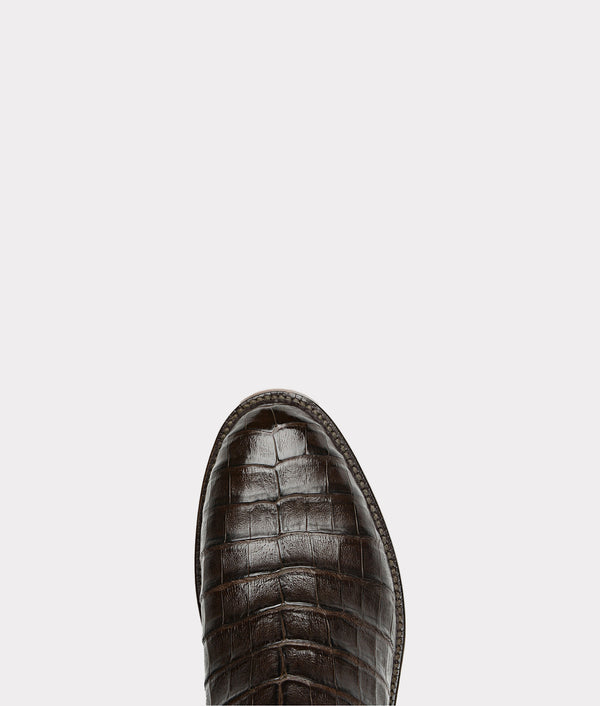 Lucchese Men's Crocodile Roper Boots - Wilson - Chocolate