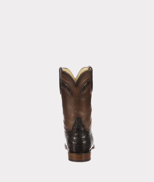 Lucchese Men's Crocodile Roper Boots - Wilson - Chocolate
