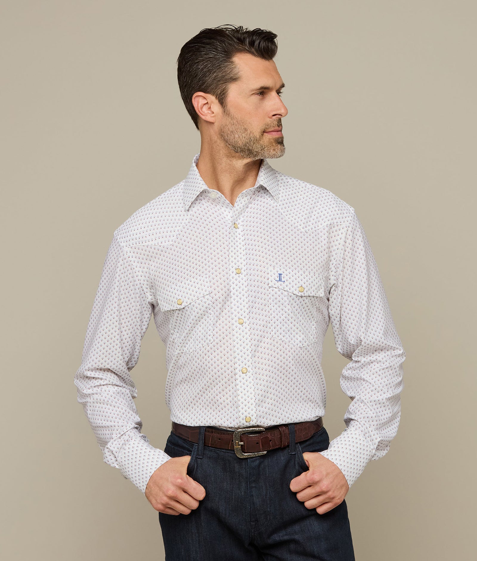 El Paso Cowboy Fit :: Blue-White With Navy Diamonds