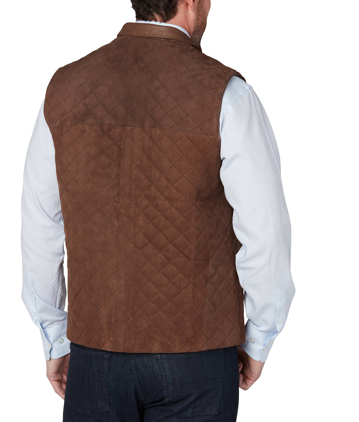 Quilted Suede Vest :: Brown 4
