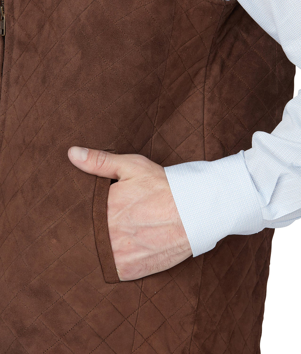 Quilted Suede Vest :: Brown 7