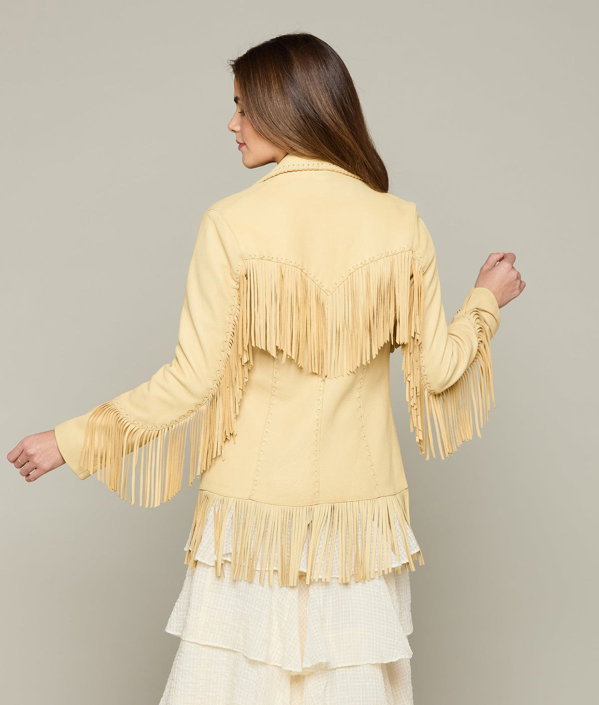 Tallulah Fringe Jacket :: Cream (Smoke) 2