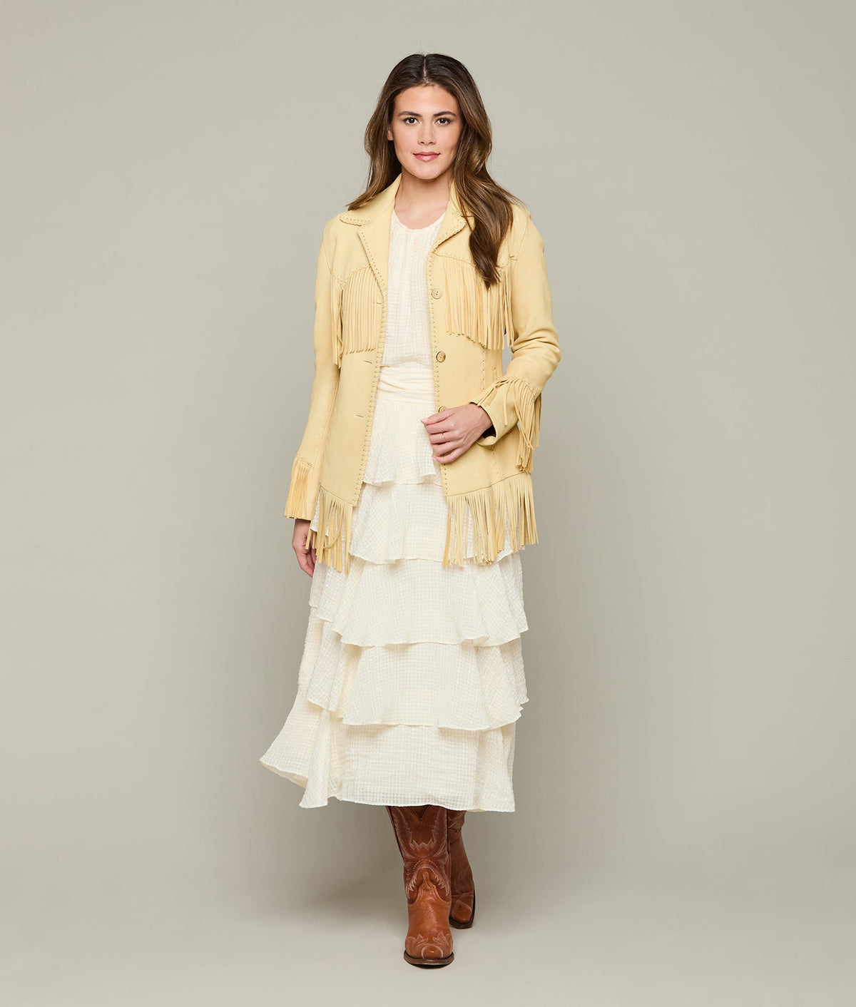 Tallulah Fringe Jacket :: Cream (Smoke) 3