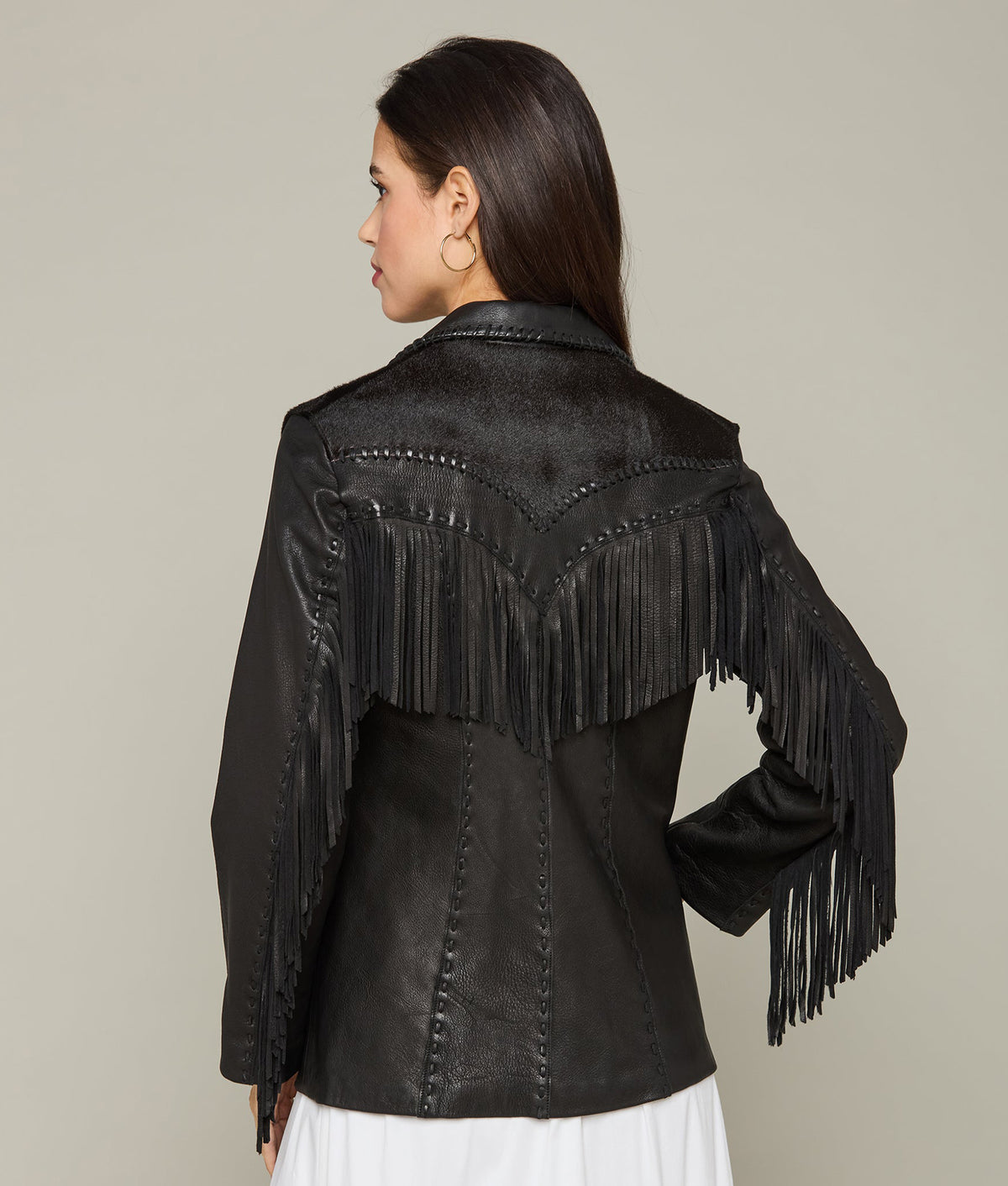 Hair-On Yoke Fringe Jacket :: Black 3