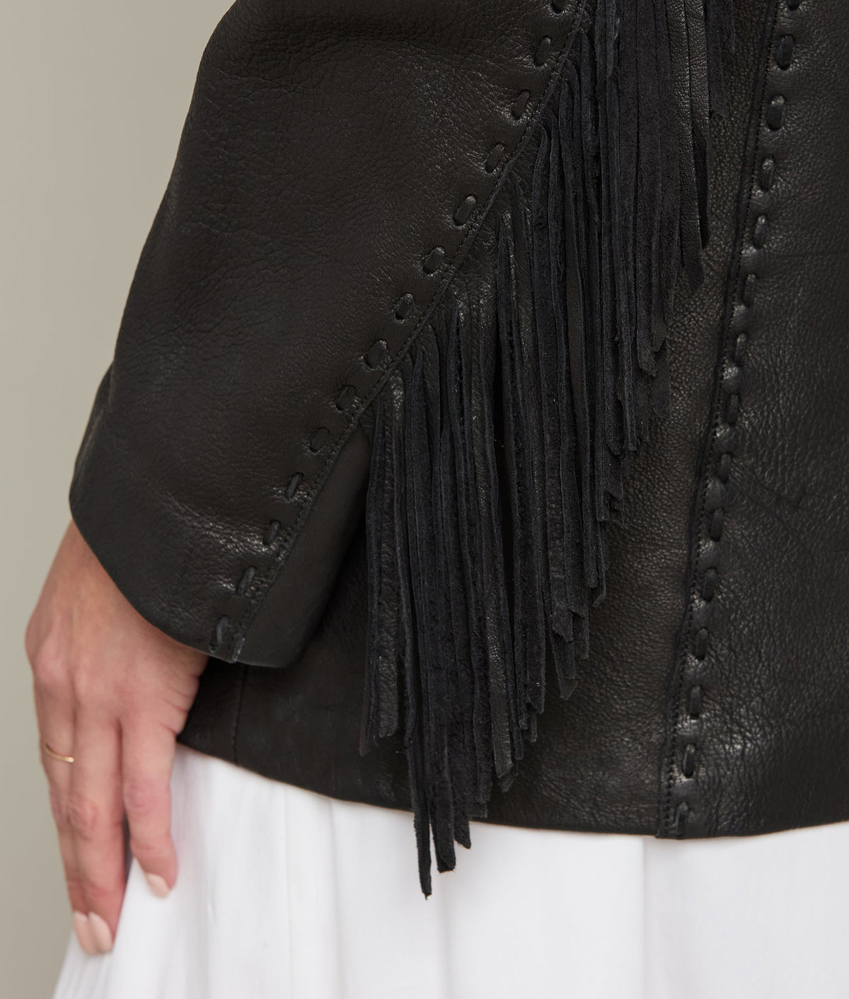 Hair-On Yoke Fringe Jacket :: Black 8