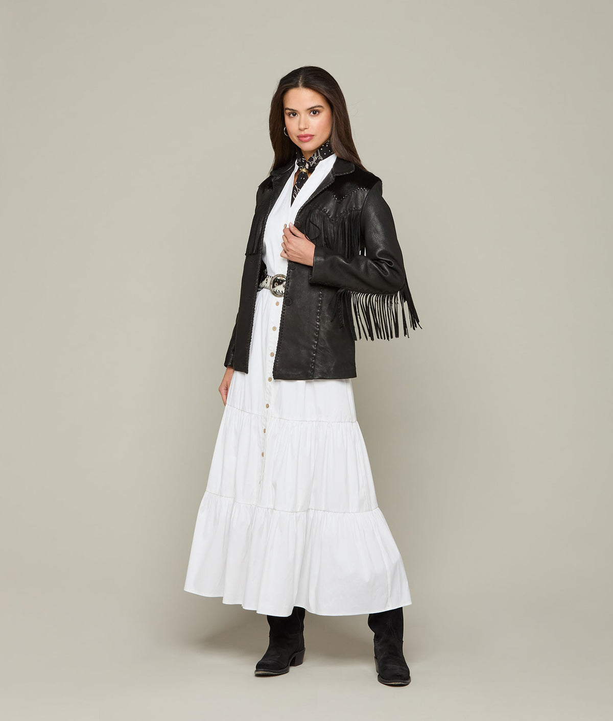 Hair-On Yoke Fringe Jacket :: Black 4