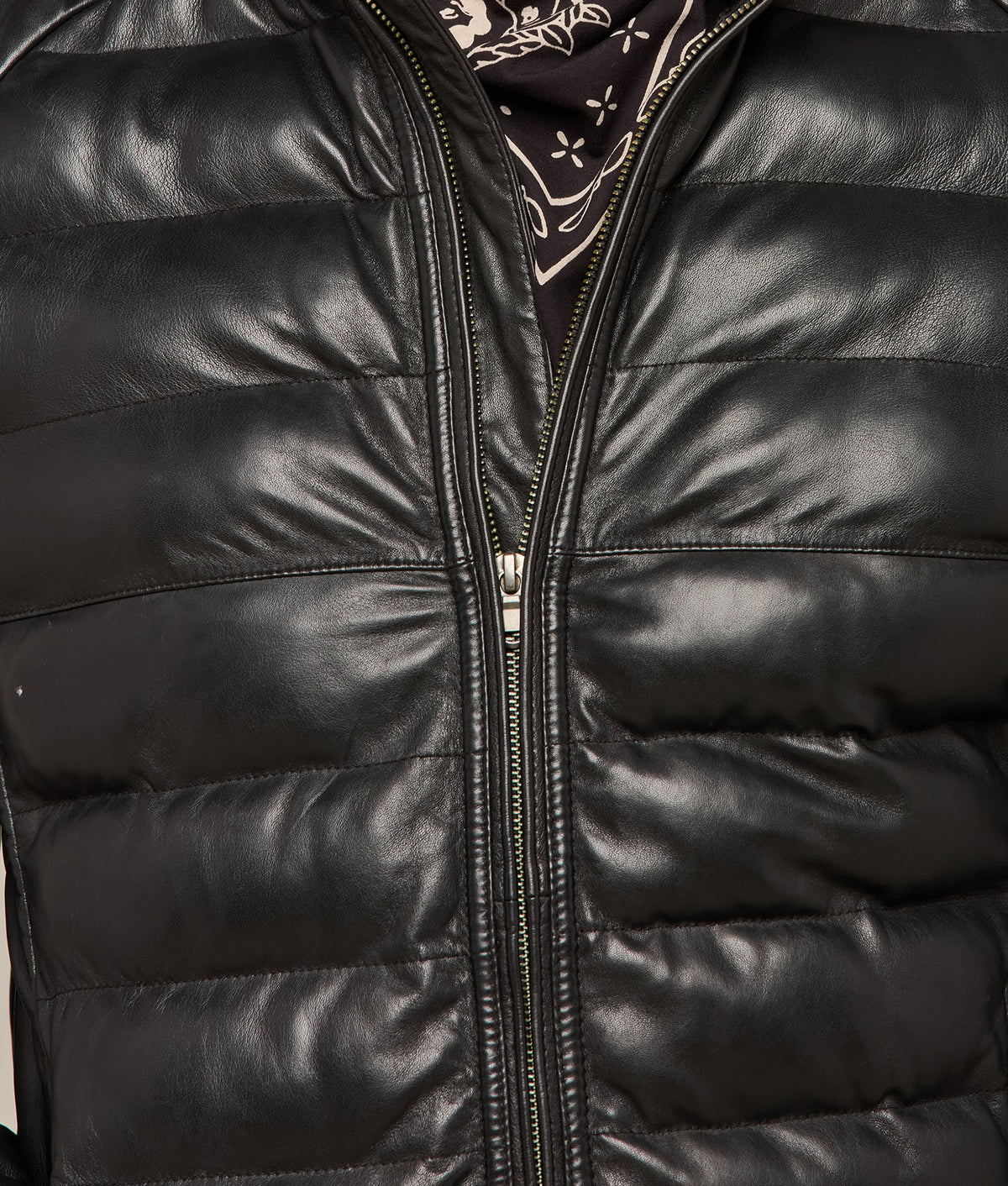 Men's Leather Puffer Jacket :: Black 3