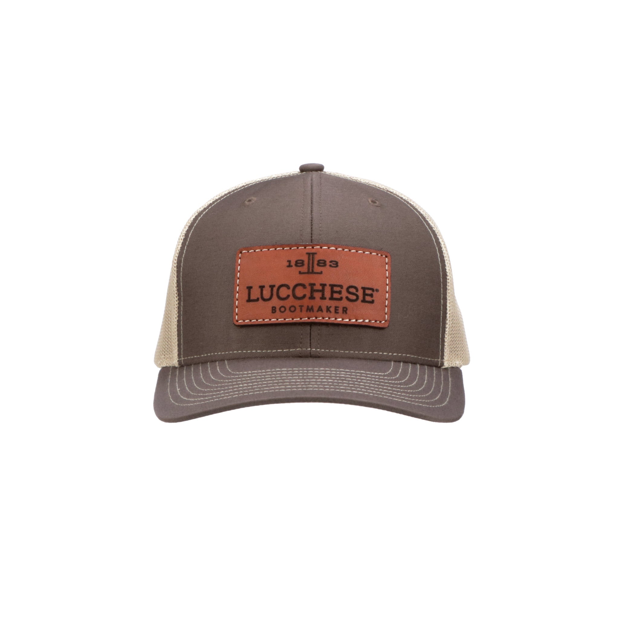 Lucchese | Leather Patch Cap :: Brown + Khaki