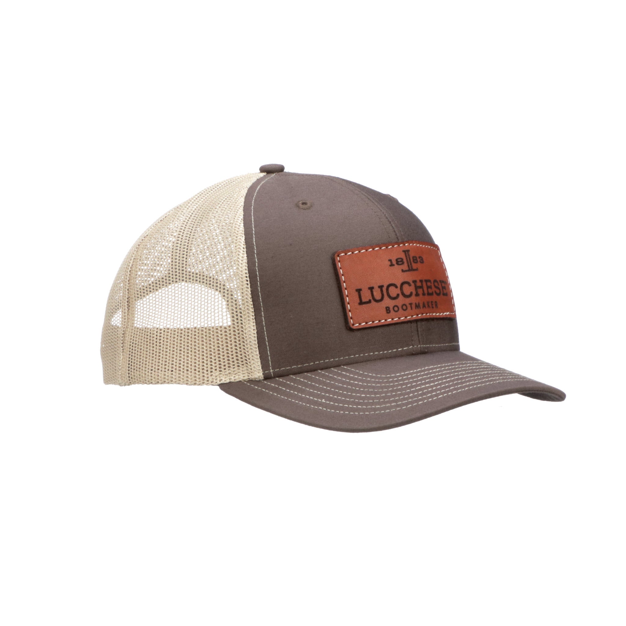 Lucchese | Leather Patch Cap :: Brown + Khaki