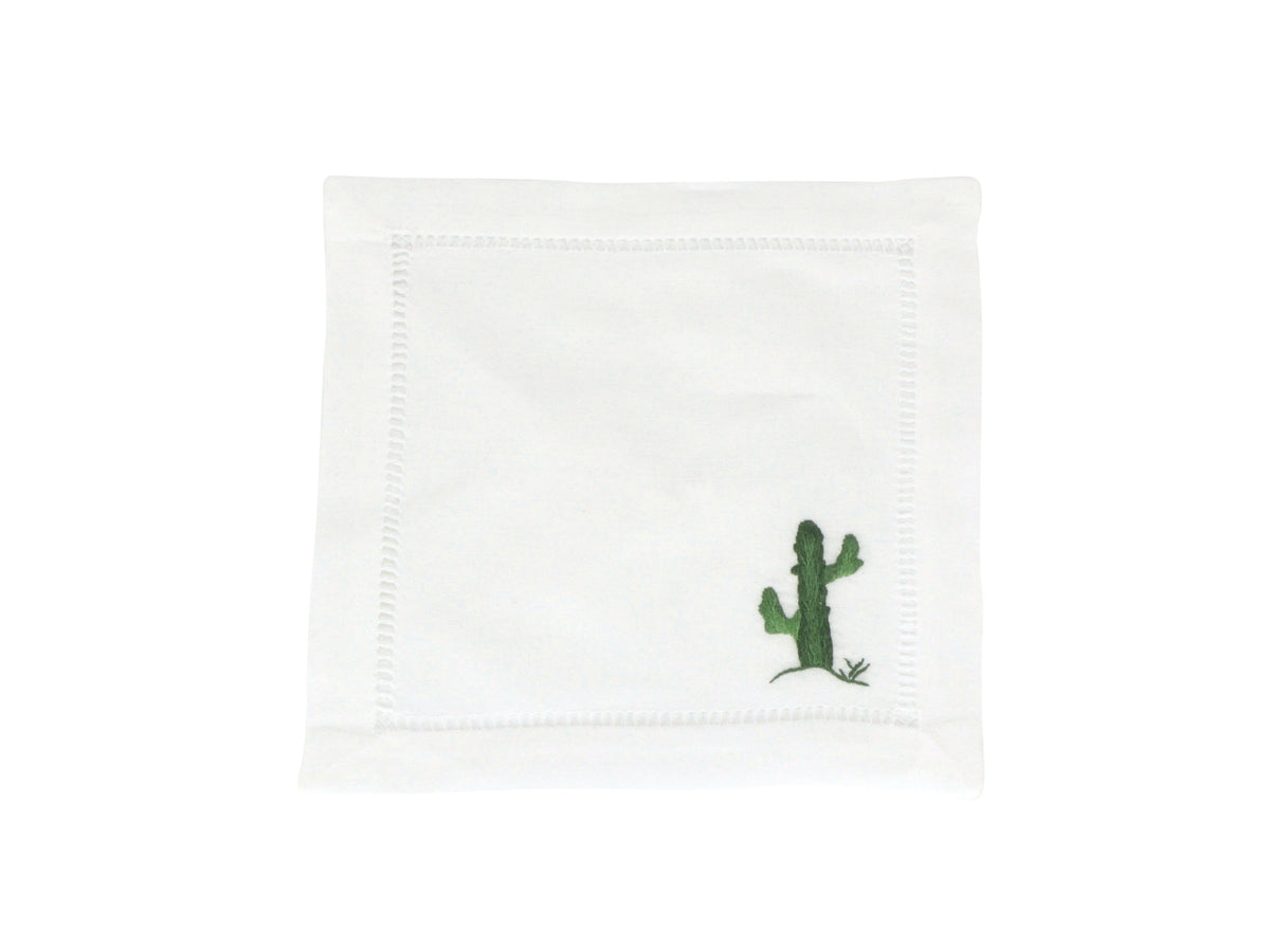 Cactus Cocktail Napkins :: White 2