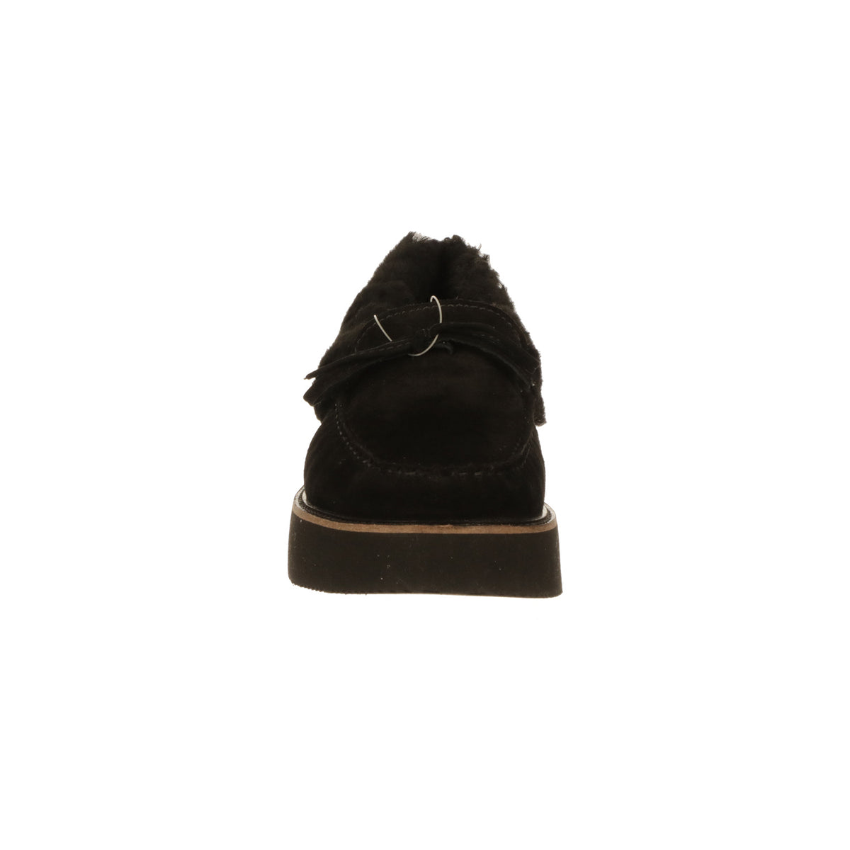 Shearling Wedge Moccasin :: Black 2