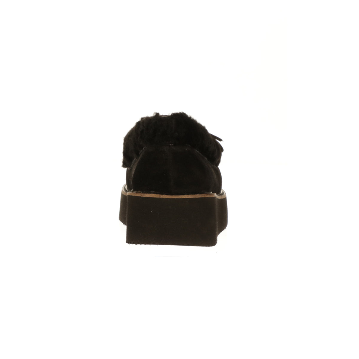 Shearling Wedge Moccasin :: Black 5