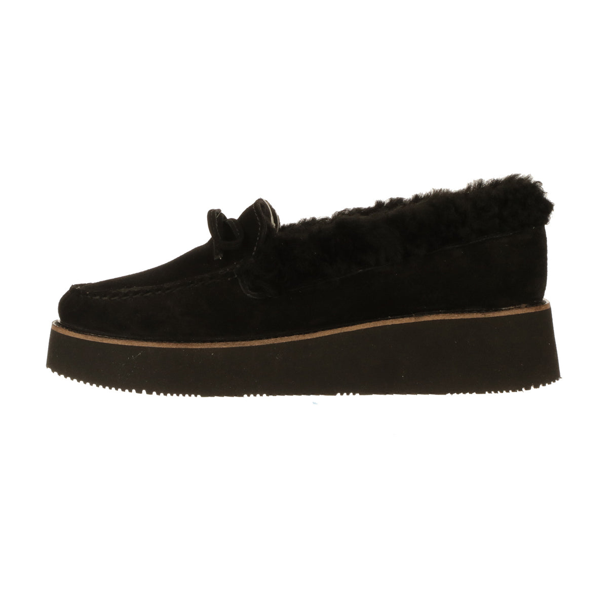 Shearling Wedge Moccasin :: Black 4