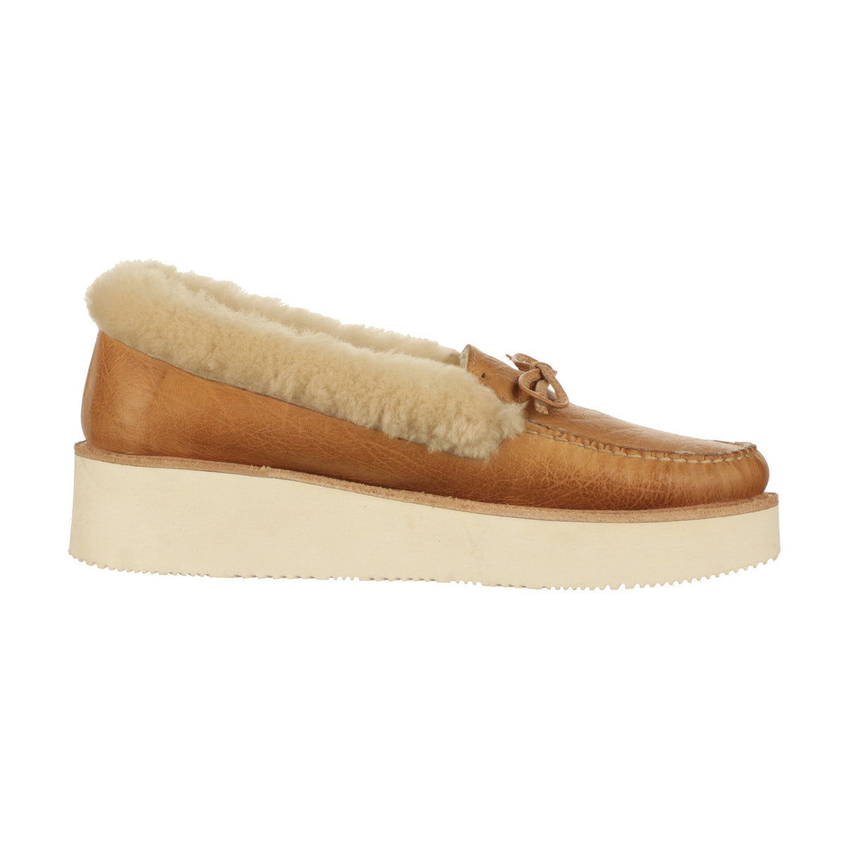 Shearling Wedge Moccasin :: Tan 1