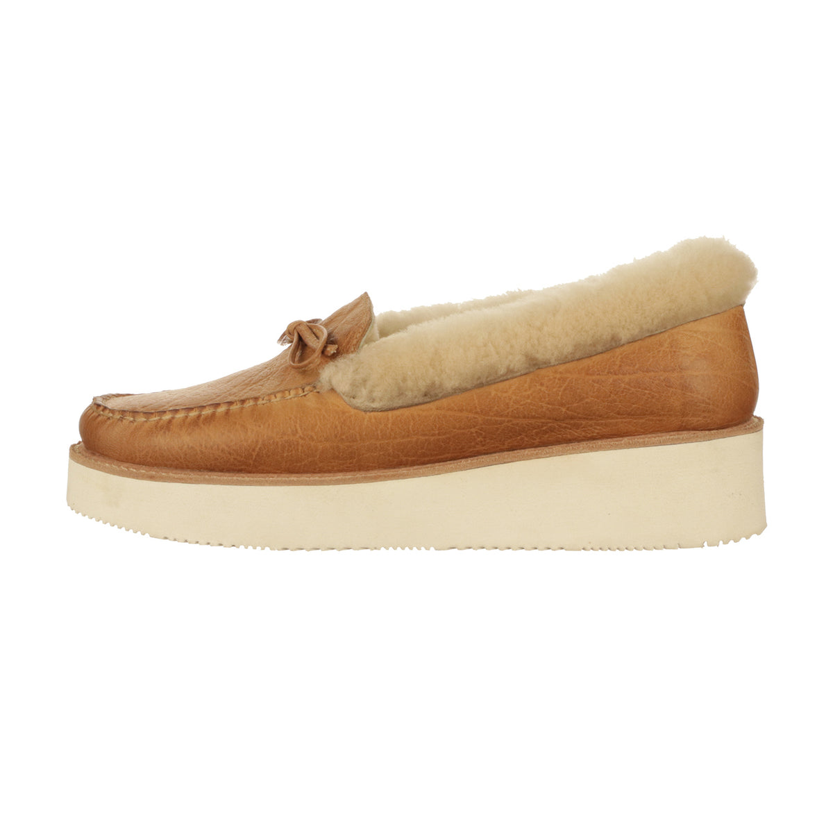 Shearling Wedge Moccasin :: Tan 5